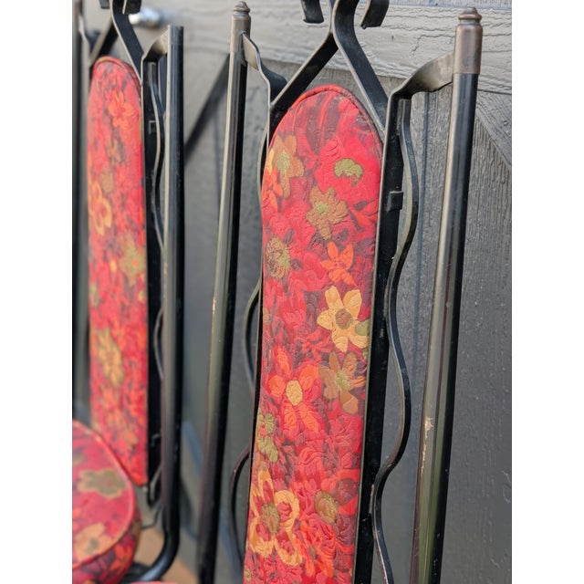 1960s 1960s Mid-Century Modern "Dixie Duchess" Wrought Iron Floral Dining Chairs (Set of 4) For Sale - Image 5 of 6
