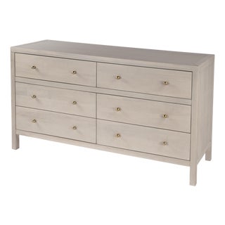 Nora 60 in W. Rectangular Wood 6 Drawer Dresser, Antique Taupe For Sale