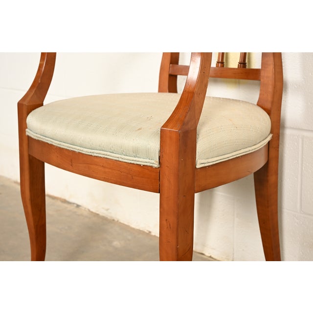 Kindel Furniture Regency Solid Cherry Wood Klismos Armchair For Sale - Image 10 of 14