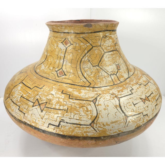 Tribal Large Peruvian Shipibo - Conibo Terracotta Pot Handmade With Painted Decoration For Sale - Image 3 of 11