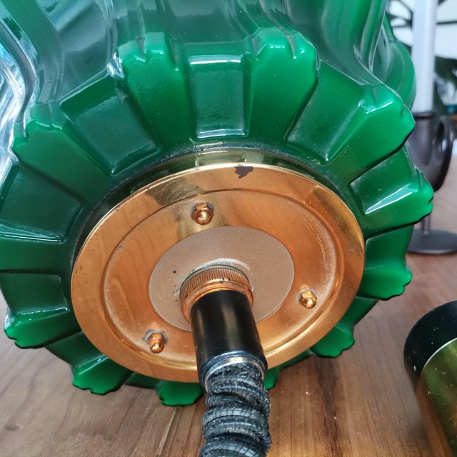 Large Scandinavia Pull Down Hanging Light in Green Glass by Helena Tynell for Flygsfors, 1960s For Sale - Image 15 of 18