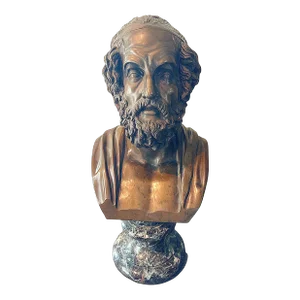 Vintage Bronze Bust on Marble Plinth Depicting Homer C.1930s