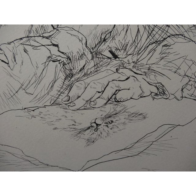 Tsuguharu Foujita, Self-Portrait in a Beret with his Wife Kimiyo, 1951, Original Engraving For Sale - Image 6 of 7