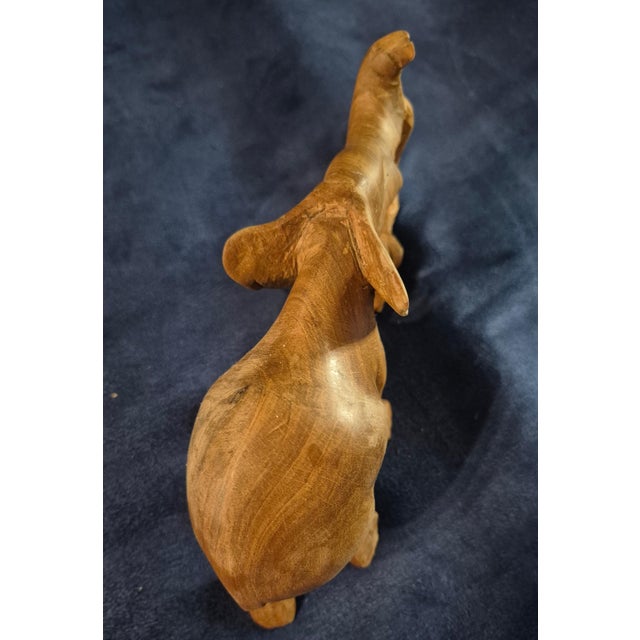 Mid-Century Modern Vintage Mid-Century Kenyan Hand-Carved Hardwood Elephant Mother & Baby Figurine For Sale - Image 3 of 7