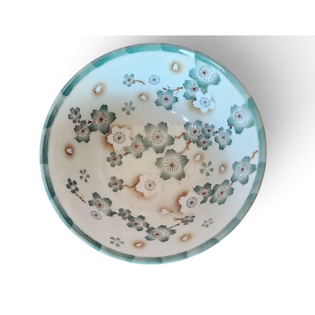 Decorative 20th Century Japanese Green Floral Rice or Noodle Bowl ~ 5 3/8"d For Sale - Image 4 of 4