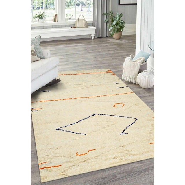 2020s 10x14 Ivory Hand-Knotted Wool Abstract Lineage Geometric Modern Carpet Rug For Sale - Image 5 of 8