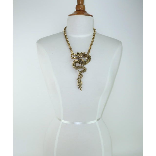 Dragon Gold Tone Statement Necklace by Weatherby Miller Jewels For Sale - Image 11 of 13
