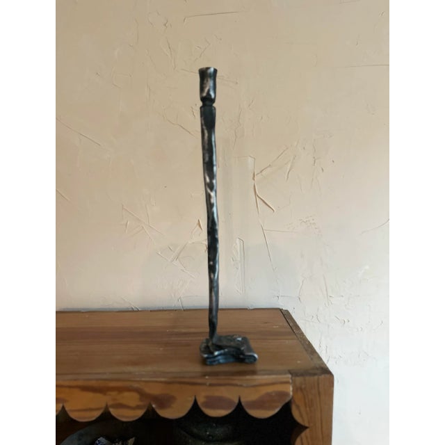 Handmade / handcrafted / hand forged iron candle holder. Unique and one of a kind with a wavy squiggle. A layered...