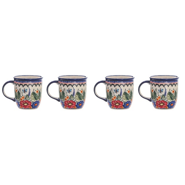 350 ml Ceramic Mugs by Porcelana Bolesławiec, Set of 4 For Sale