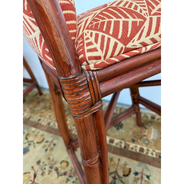 Ficks Reed Paxton Rattan Bar Stools, Set of Three For Sale - Image 10 of 12