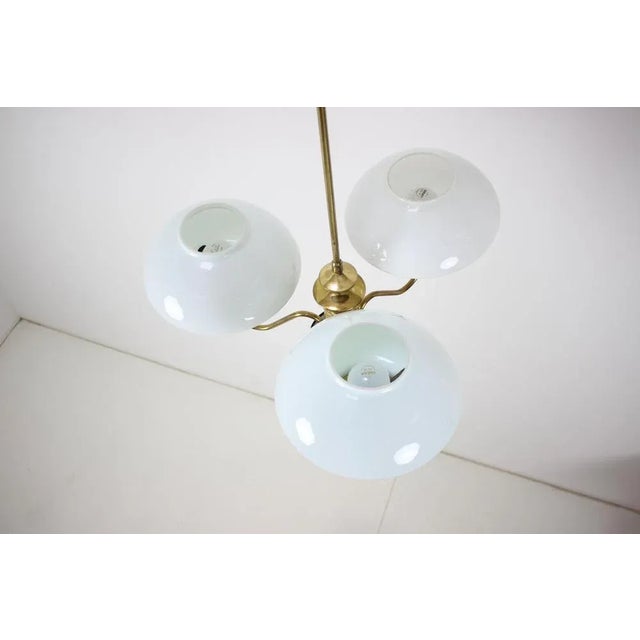 Metal Mid-Century Brass Chandelier from Jablonec Glassworks, Czechoslovakia, 1970s For Sale - Image 7 of 14