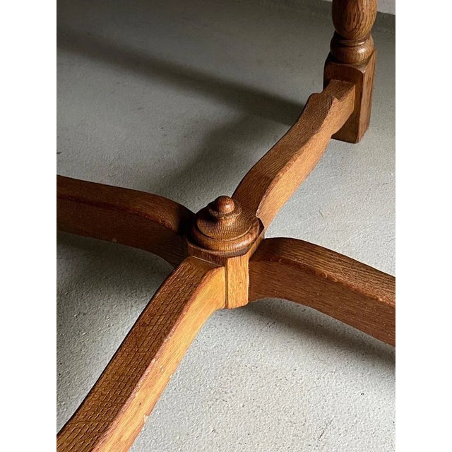 Carved Oak Square Side Table, the Netherlands, 1970s For Sale - Image 3 of 9