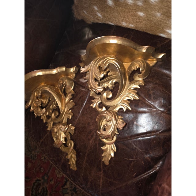 Pair of Italian Giltwood Wall Brackets For Sale In San Antonio - Image 6 of 6