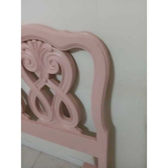Vintage French Queen Wood Headboard Pink For Sale - Image 4 of 5