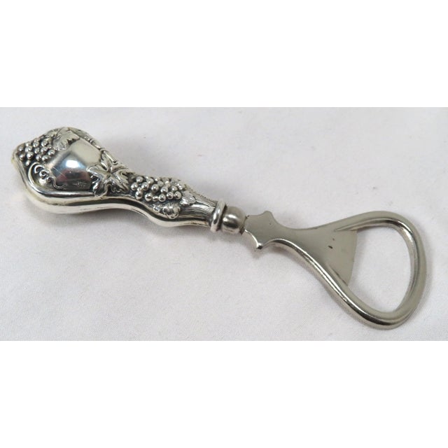 Vintage Mid Century Grape Clusters & Vines Motif Sterling Silver Handle Bottle Opener For Sale - Image 13 of 13
