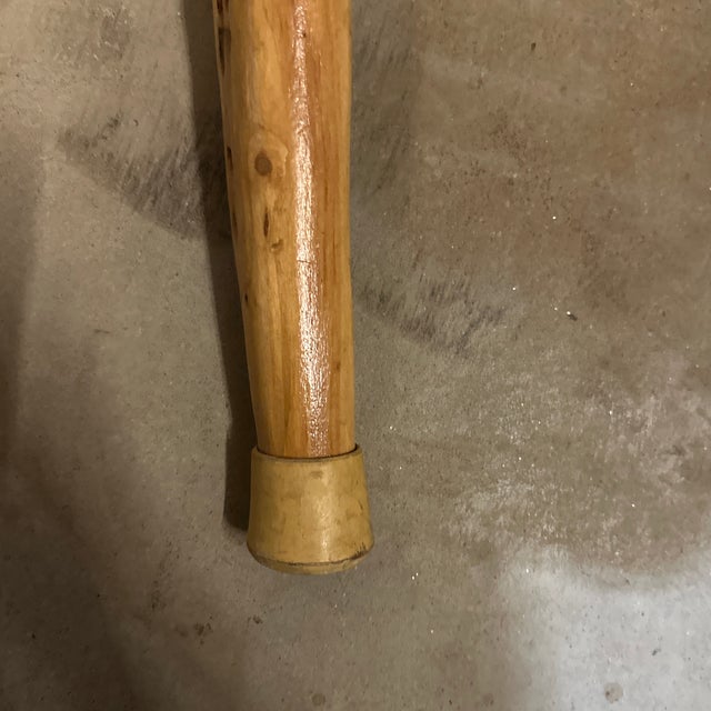 1970s Wooden Carved Vintage Cane With Brass Snake and Braided Accents For Sale - Image 5 of 8