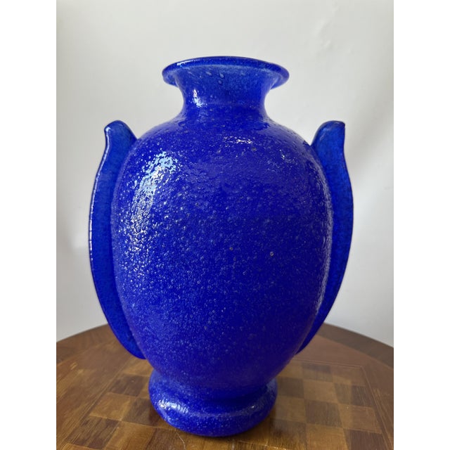 Winged Vase in Pulegoso Blue Glass by Napoleone Martinuzzi, 1920s For Sale - Image 3 of 9