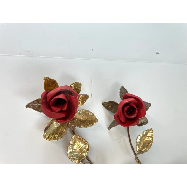 Mid 20th Century Vintage Metal Brutalist Rose Wall Art For Sale - Image 5 of 9