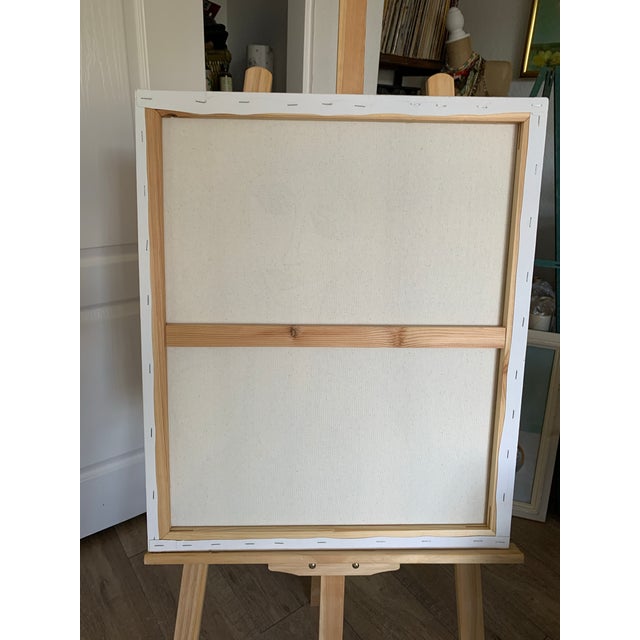 Mixed Media Canvas Art Portrait of a Woman Surrounded by Textural Flowers For Sale - Image 4 of 8