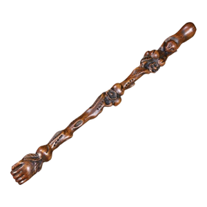 Vintage Chinese Huali Rosewood Back Scratcher | Carved Monkey & Peach Motif
