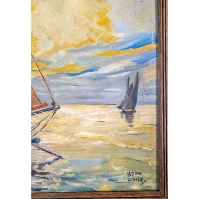 Mid-Century Modern Abstract Impressionist Nautical Painting of a Sailboat, Signed For Sale - Image 9 of 16