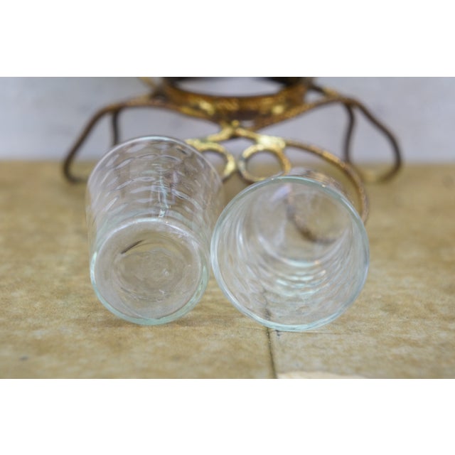 Antique French Napoleon III Gilt Brass Table Top Perfume Vanity Set & Mirror 10" For Sale - Image 16 of 18