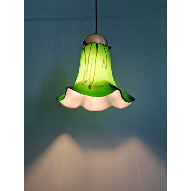 Black Green Marbled Opaline Glass Pendant Light from Peill & Putzler, 1970s For Sale - Image 8 of 18