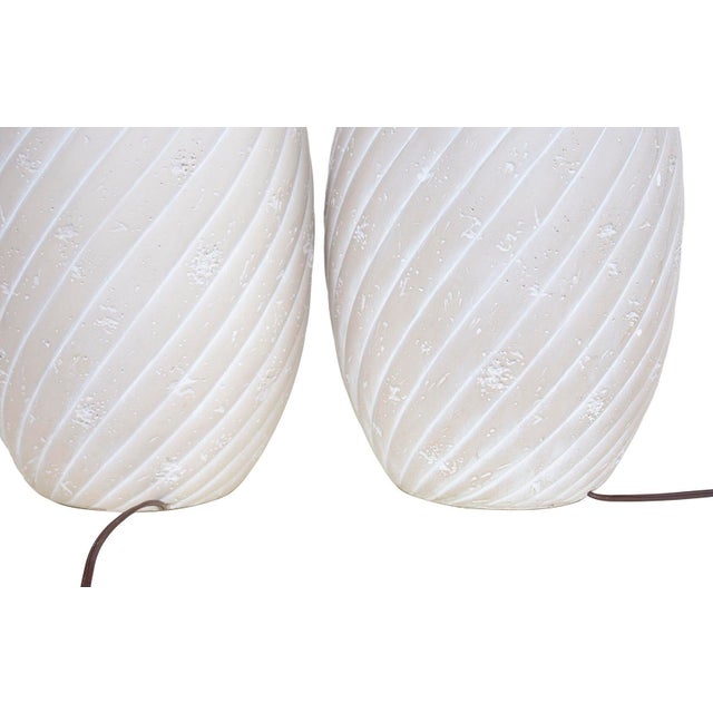 Beige 1980s Sand Swirl Ceramic Table Lamps For Sale - Image 8 of 10