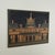 Black Vintage Modernist Architectural Painting With Pagoda For Sale - Image 8 of 9