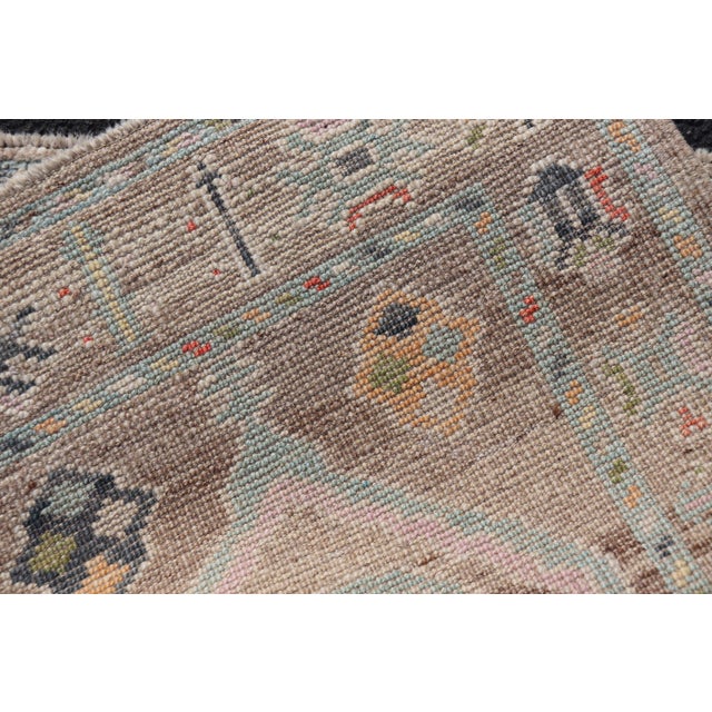 Small Turkish Oushak Rug With Soft Purple, Rose, Seafoam and Muted Pastel Accent For Sale - Image 4 of 11