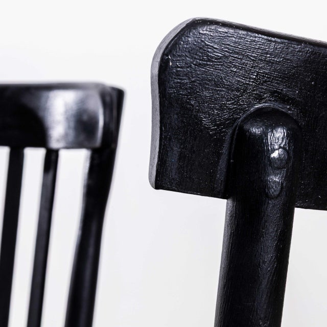 Black Tall Dark Oak Bentwood Dining Chairs, 1940s, Set of 4 For Sale - Image 8 of 10