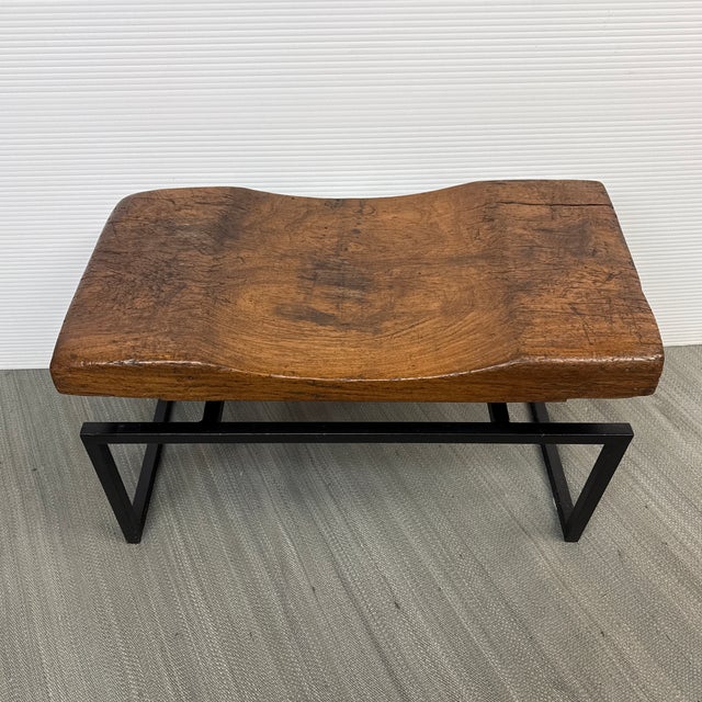 Rustic Live Edge + Contoured Bench Seat For Sale - Image 4 of 12