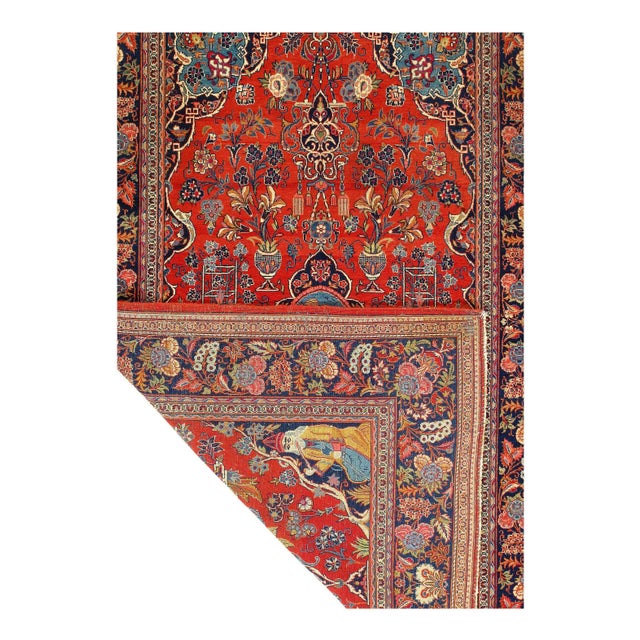 Antique Hand Knotted Persian Kashan Rug For Sale - Image 4 of 12