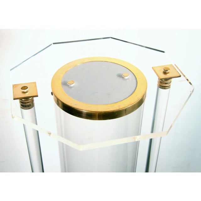 Charles Hollis Jones Vintage Lucite & Gold Gilt Brass Display Pedestal For Sale - Image 4 of 10
