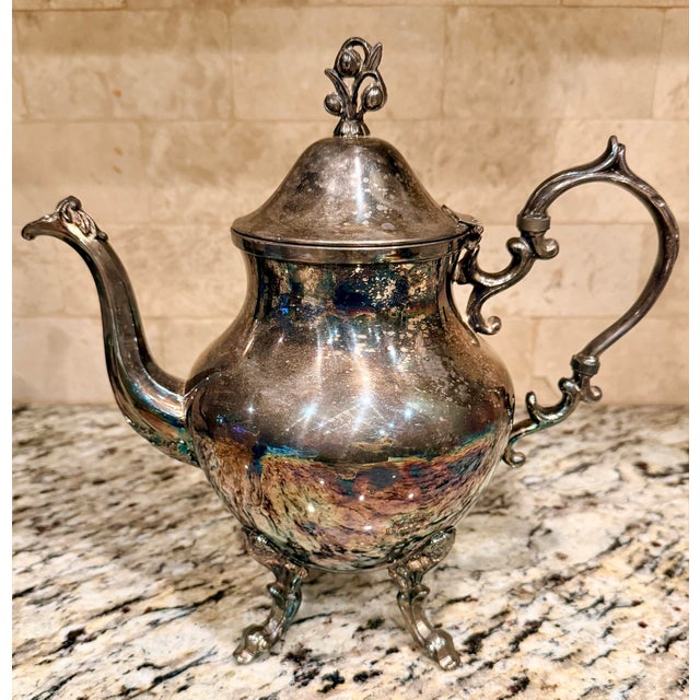 Metal Vintage English Silver Mfg. Corp. Silver on Copper Tea & Coffee Service, Set of 5 For Sale - Image 7 of 10