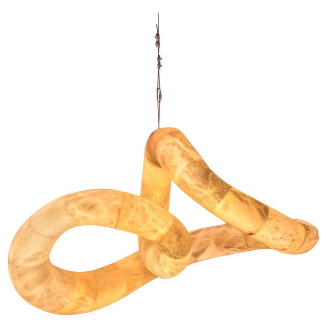 Aqua Fossil Light V Pendant Lamp in Alabaster by Amarist Studio For Sale - Image 12 of 12