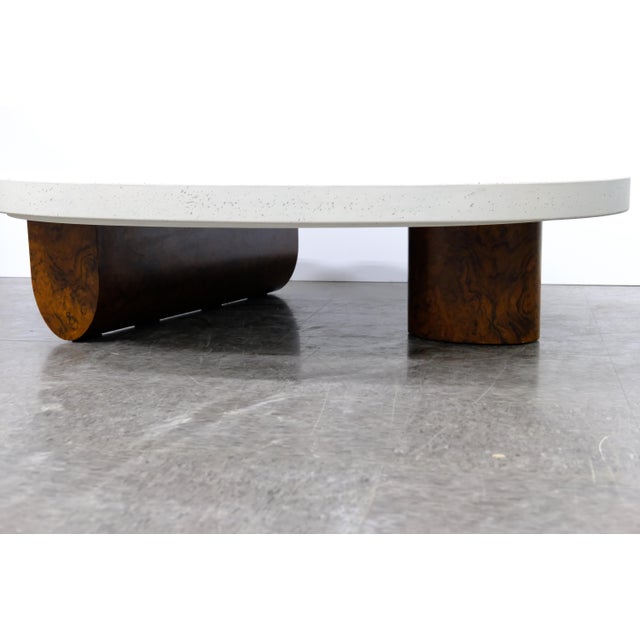 Large Isla Coffee Table, Burl Wood Base With Custom Fabricated Top For Sale - Image 9 of 11