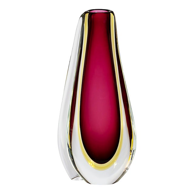 Mid-Century Italian Handmade Sommerso Murano Glass Vase, 1970s For Sale