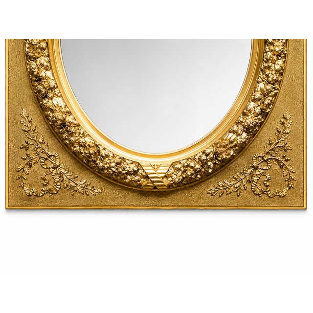 Large 20th Century French Louis XVI Wall Mirror in Giltwood, 1890s For Sale - Image 5 of 7