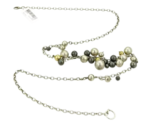 Gurhan White & Dark Sterling 24k Gold Assorted Size Ball 32" Necklace