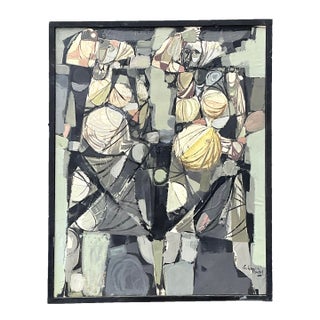 Vintage Original Abstract Oil on Canvas For Sale