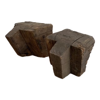 Early 20th Century Rustic Barn Beam Bookends - a Pair For Sale