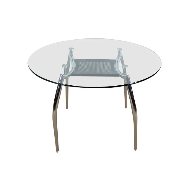 Vintage Chrome and Glass Metal Table, 1970s For Sale