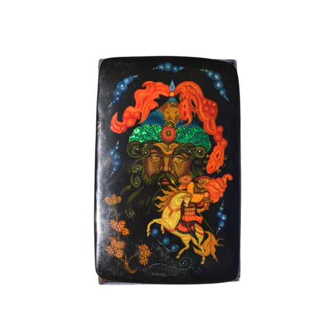 Mid 20th Century Painted Lacquer Box-Bogatyr Warrior For Sale - Image 9 of 10