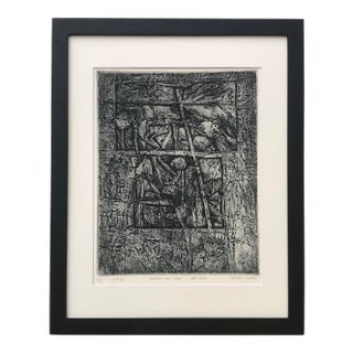 Vintage Abstract Figurative Etching Douglas Parker For Sale