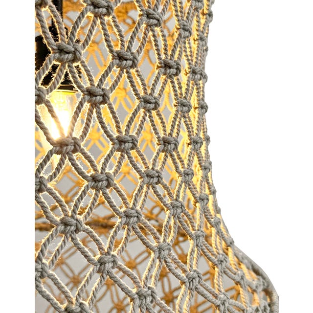 2020s Taupe Macrame Tara Pendant Light Medium For Sale - Image 5 of 8