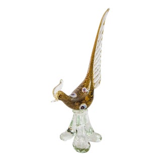 Italian Murano Art Glass Pheasant Bird Sculpture 1960s For Sale