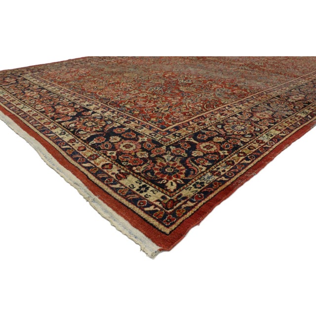 Rustic Antique Persian Mahal Rug, 12'00 X 20'04 For Sale - Image 3 of 10