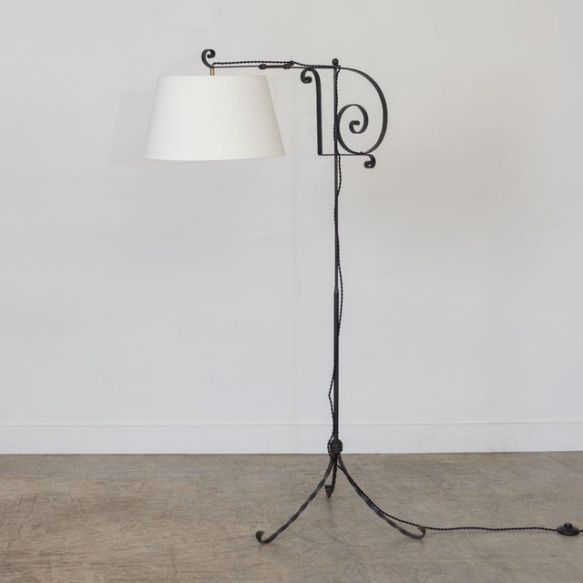 1940s 1940s French Adjustable Iron Floor Lamp For Sale - Image 5 of 15