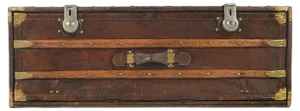 Vintage French Wood and Leather Trunk